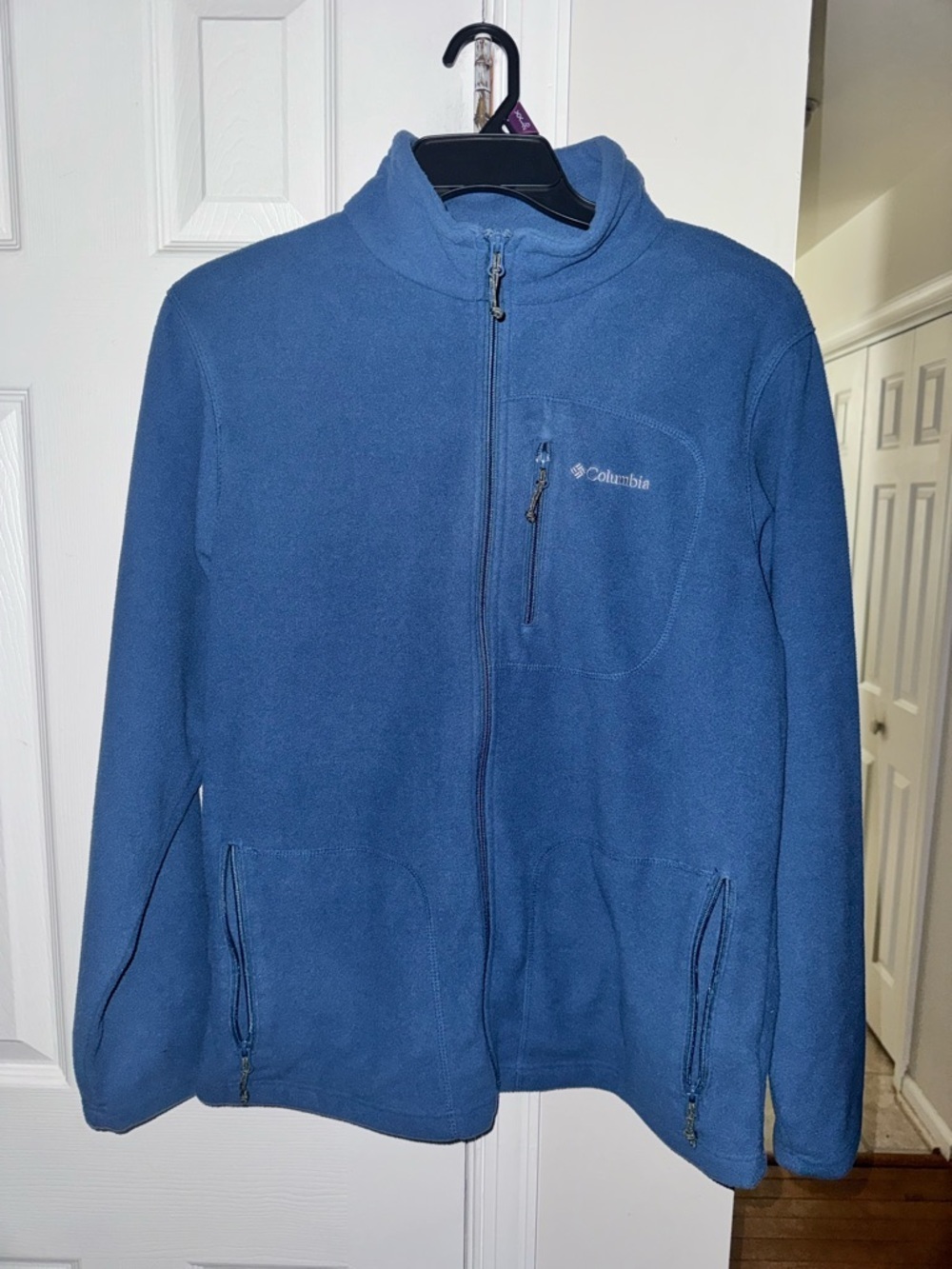 Columbia Men's Medium Fast Trek II Full Zip Fleece Jacket Blue Soft EUC Outdoor